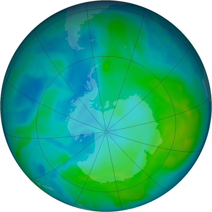 Antarctic ozone map for 26 January 2013